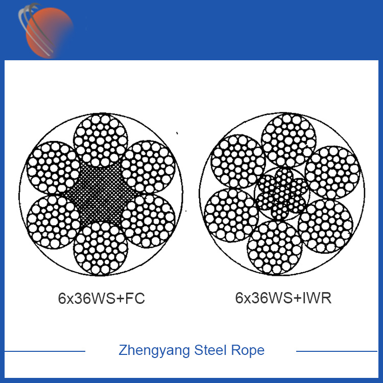 6x36WS+FC galvanized ইস্পাত তারের দড়ি